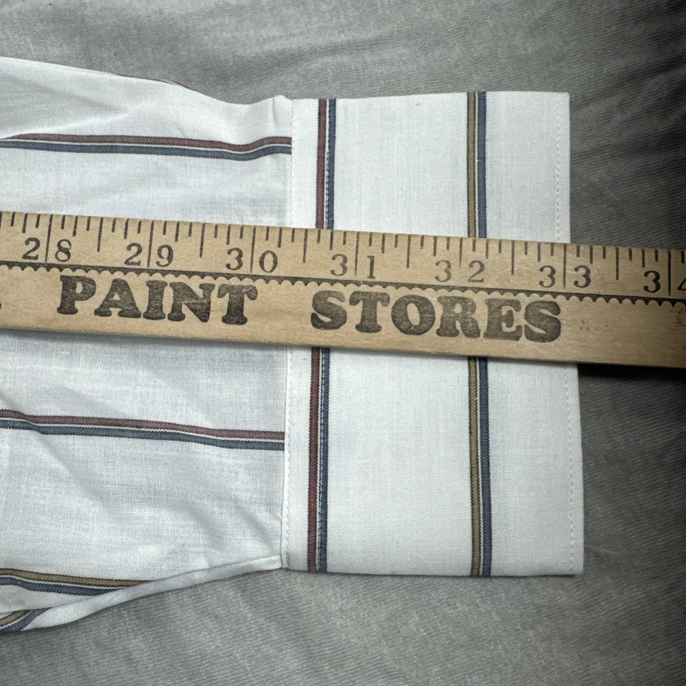 Vintage Botany 500 Dress Shirt Mens 17 White Striped Long Sleeve Button Up NEW - Picture 4 of 6